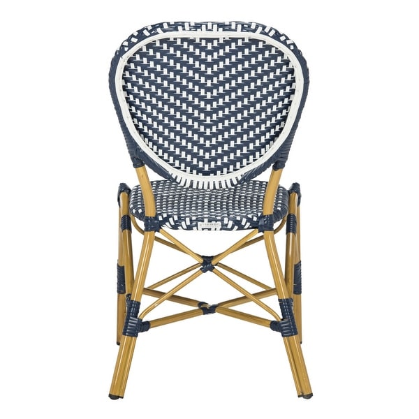 SAFAVIEH Lisbeth Parisian Bistro Stacking Navy/ White Side Chair (Set of 2)