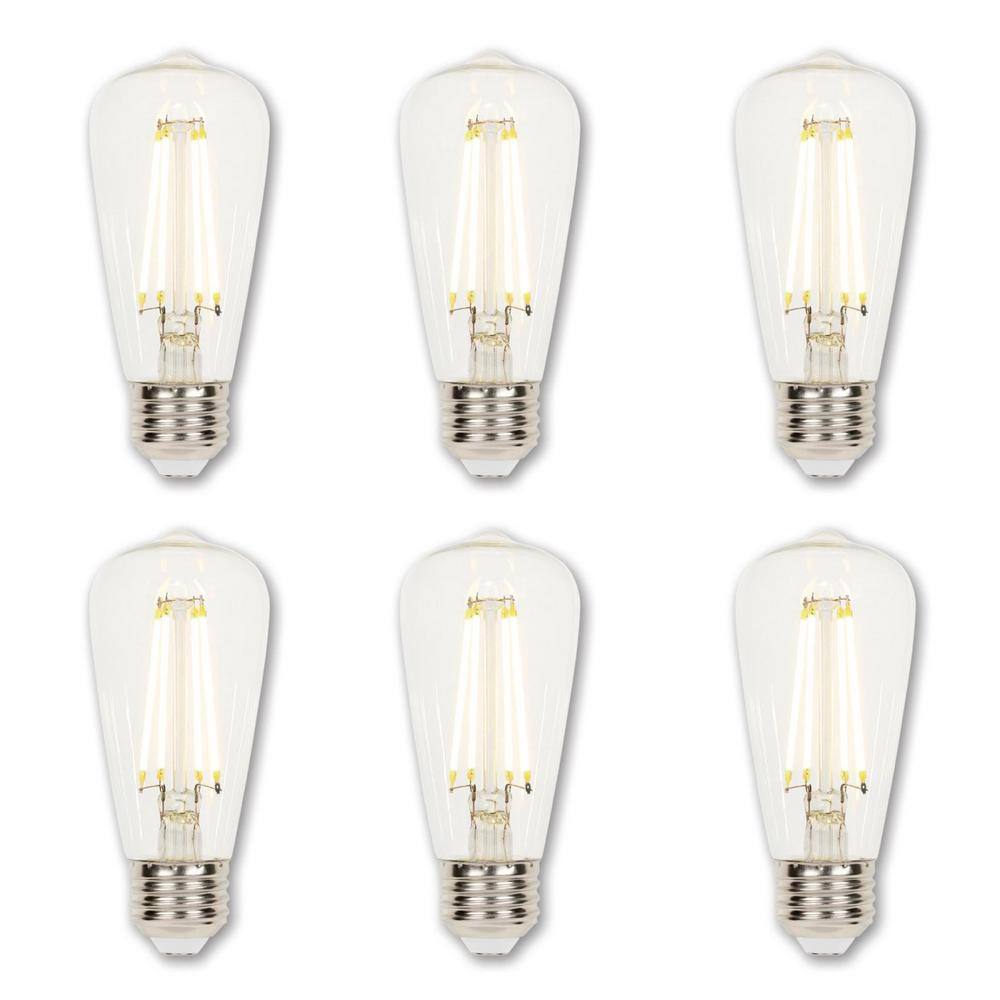 Westinghouse 60-Watt Equivalent ST15 Dimmable Clear Edison Filament LED Light Bulb Soft White Light (6-Pack) 4518720