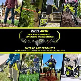 RYOBI 40V Vac Attack Cordless Leaf VacuumMulcher with (2) 5.0 Ah Batteries and (1) Charger RY40451-2B