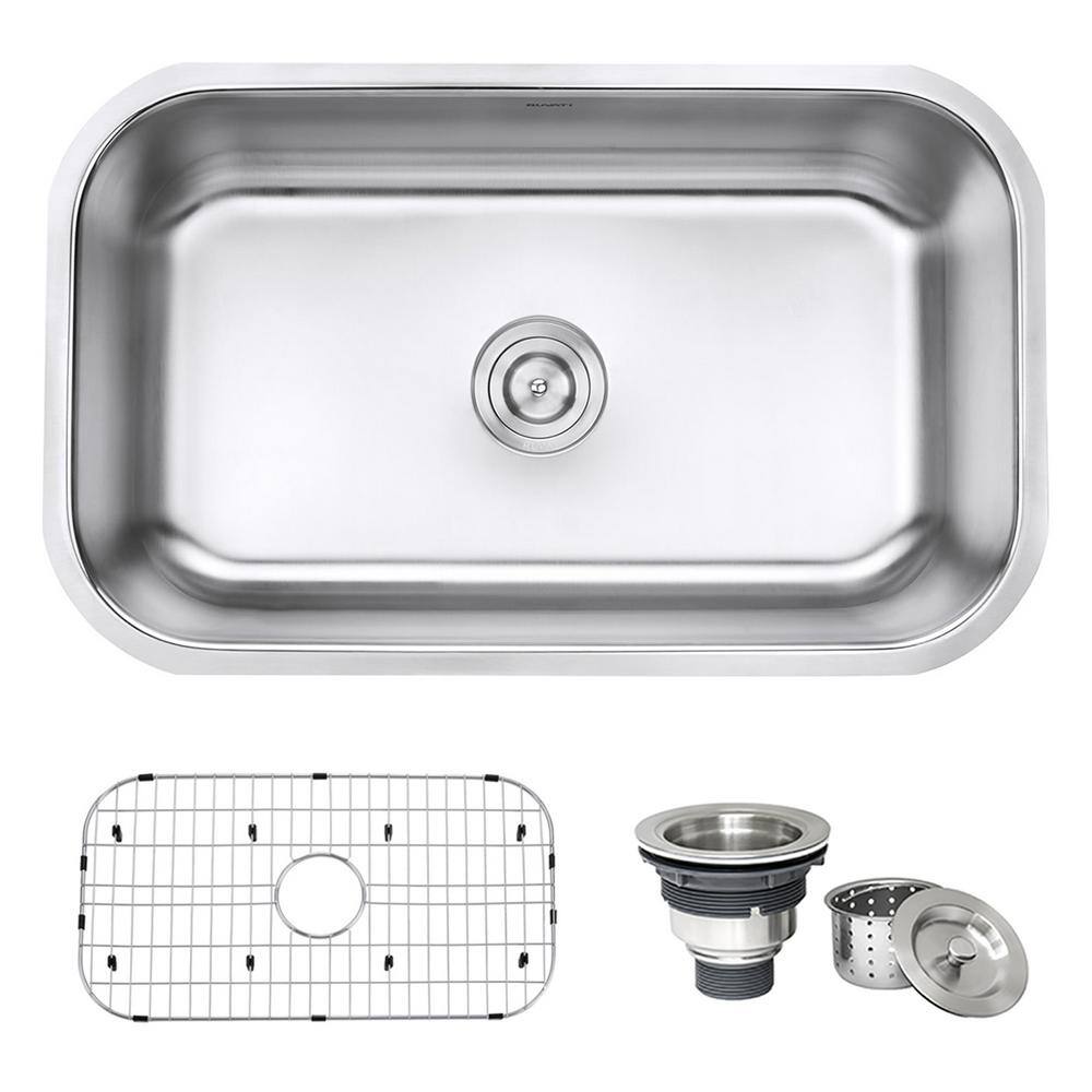 Ruvati 30 in. Single Bowl Undermount 16-Gauge Stainless Steel Kitchen Sink RVM4250