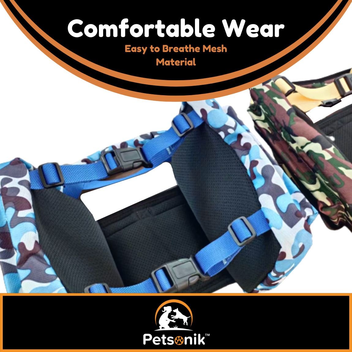 Petsonik Saddle Bag for Travel Dog Harness Accessory