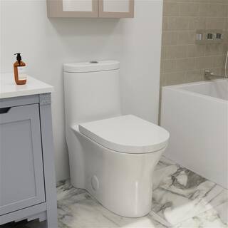 INSTER 1-piece 1.11.6 GPF Top Button Dual Flush Elongated Toilet in White Include Seat  Lid and Bidet Sprayer HDDZYNTL0001