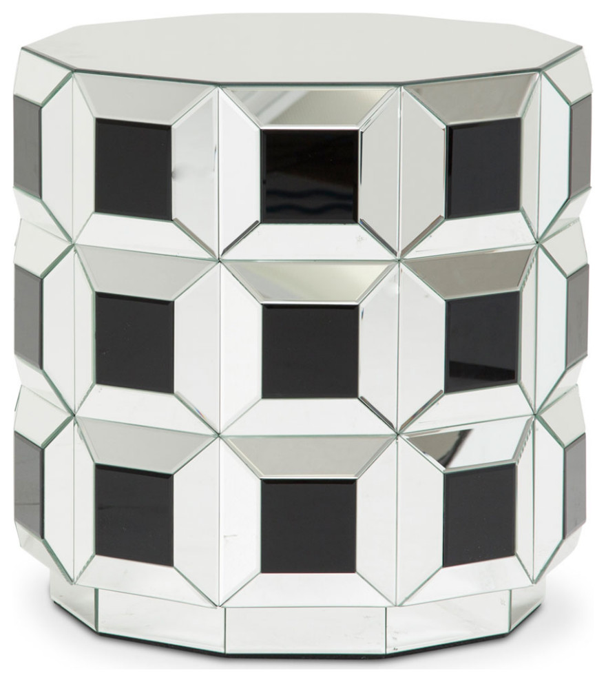 Montreal Round Mirrored Prism End Table   Contemporary   Side Tables And End Tables   by Michael Amini  Houzz