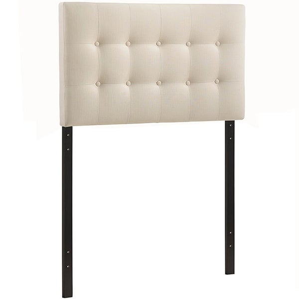 Hixson Stylish Ivory Fabric Upholstered Twin Size Headboard - - 22881219