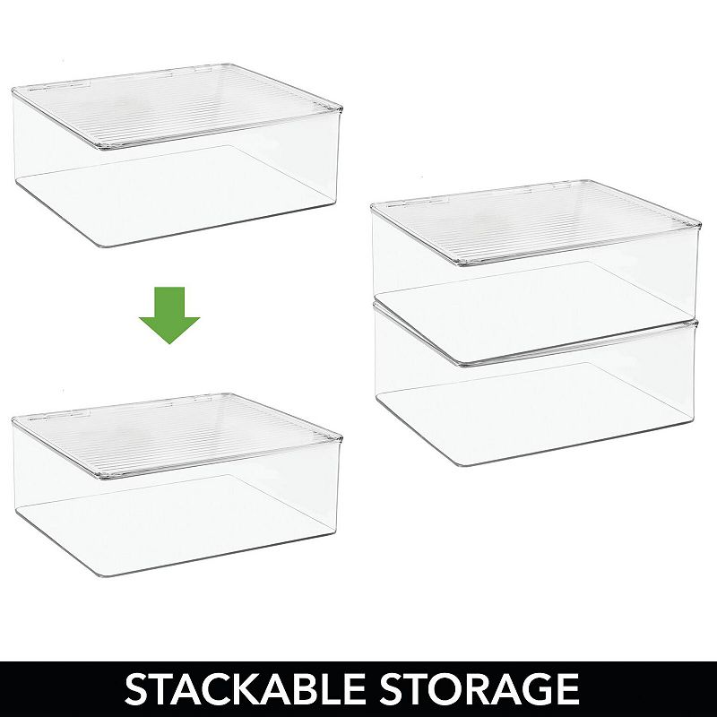 mDesign 11 x 13.4 x 5 Plastic Stackable Kitchen Pantry Food Storage Bin and Lid - 2 Pack