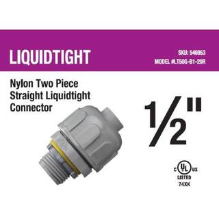 Carlon 12 in. 2-Piece Straight Liquid Tight Connector LT50G-B1-20R