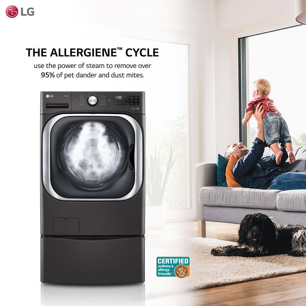 LG 5.2 cu. Ft  Stackable SMART Front Load Washer in Black Steel with Steam  Turbowash Technology WM8900HBA