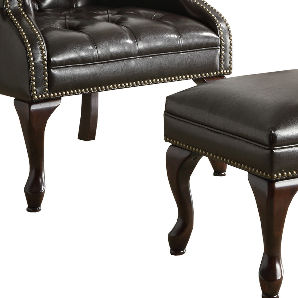 Significantly Grand Accent Chair With Ottoman  Black   Traditional   Armchairs And Accent Chairs   by VirVentures  Houzz