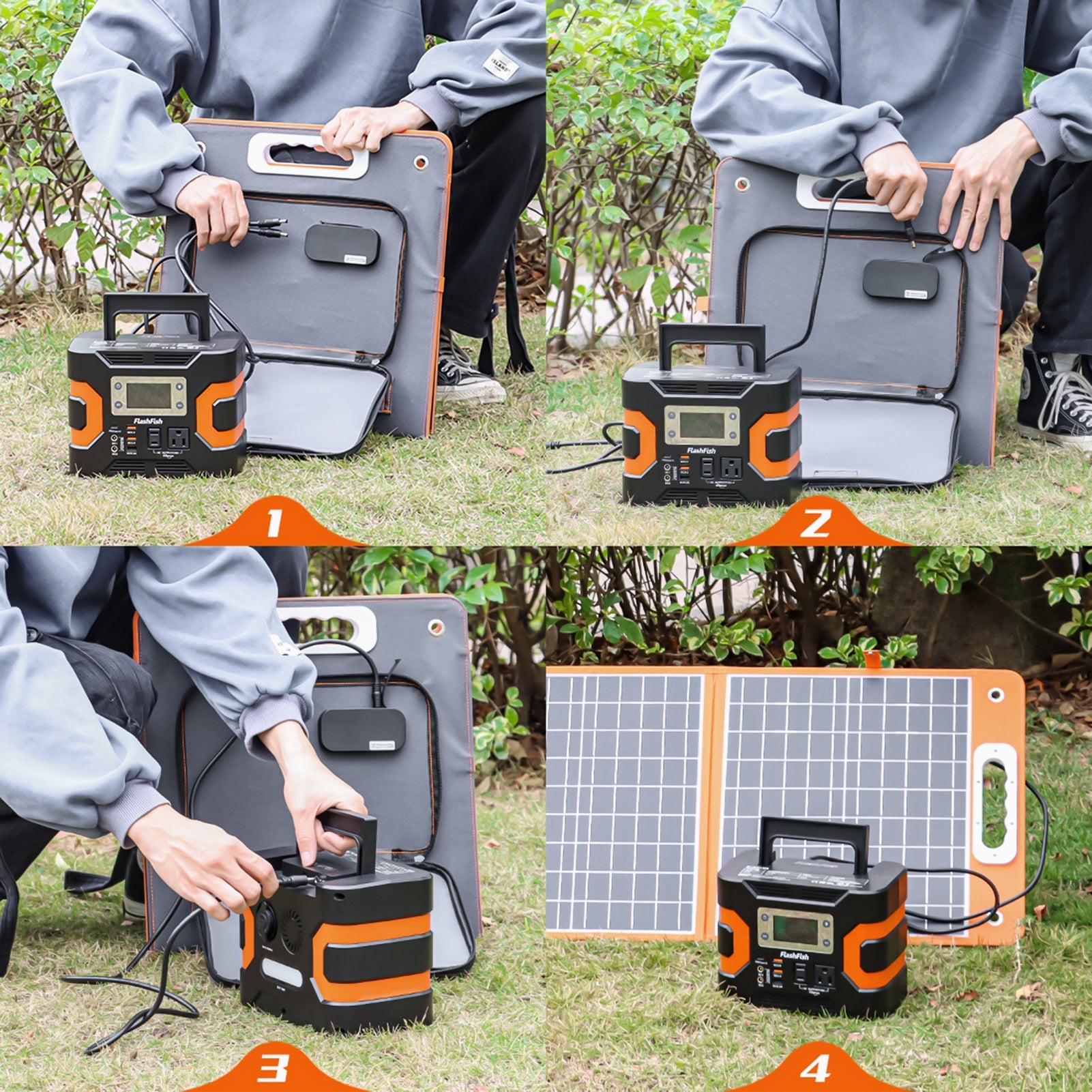 Flashfish 18V/60W Portable Solar Panel Foldable Solar Charger with DC Output for Portable Power Station USB-C/QC3.0 Output Port for Phones Company Camping RV Travel