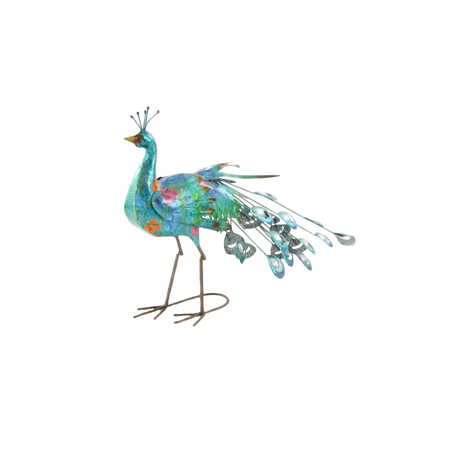 DecMode Outdoor 31 x 20 Teal Metal Eclectic Birds Garden Sculpture， 1  Pieces