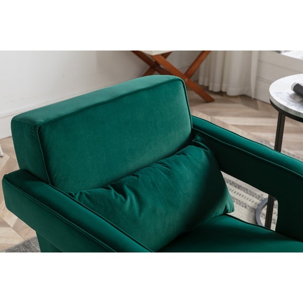 Velvet Open Back Upholstered Armchair with Pillow