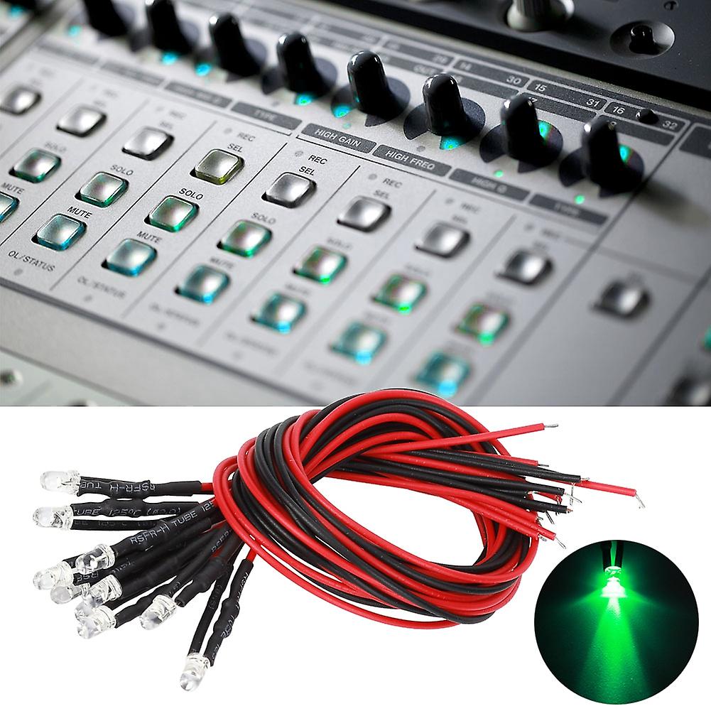 12V Prewired Light Emitting Diode Highlighting Round Head LED Bead 3mm Emerald Green Light