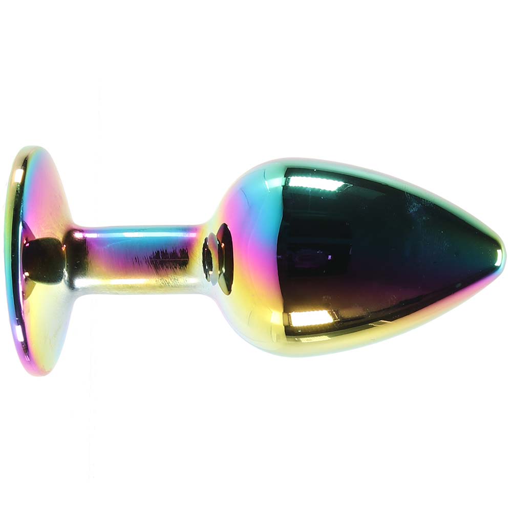 Small Aluminum Plug with Rainbow Gem in Multicolor