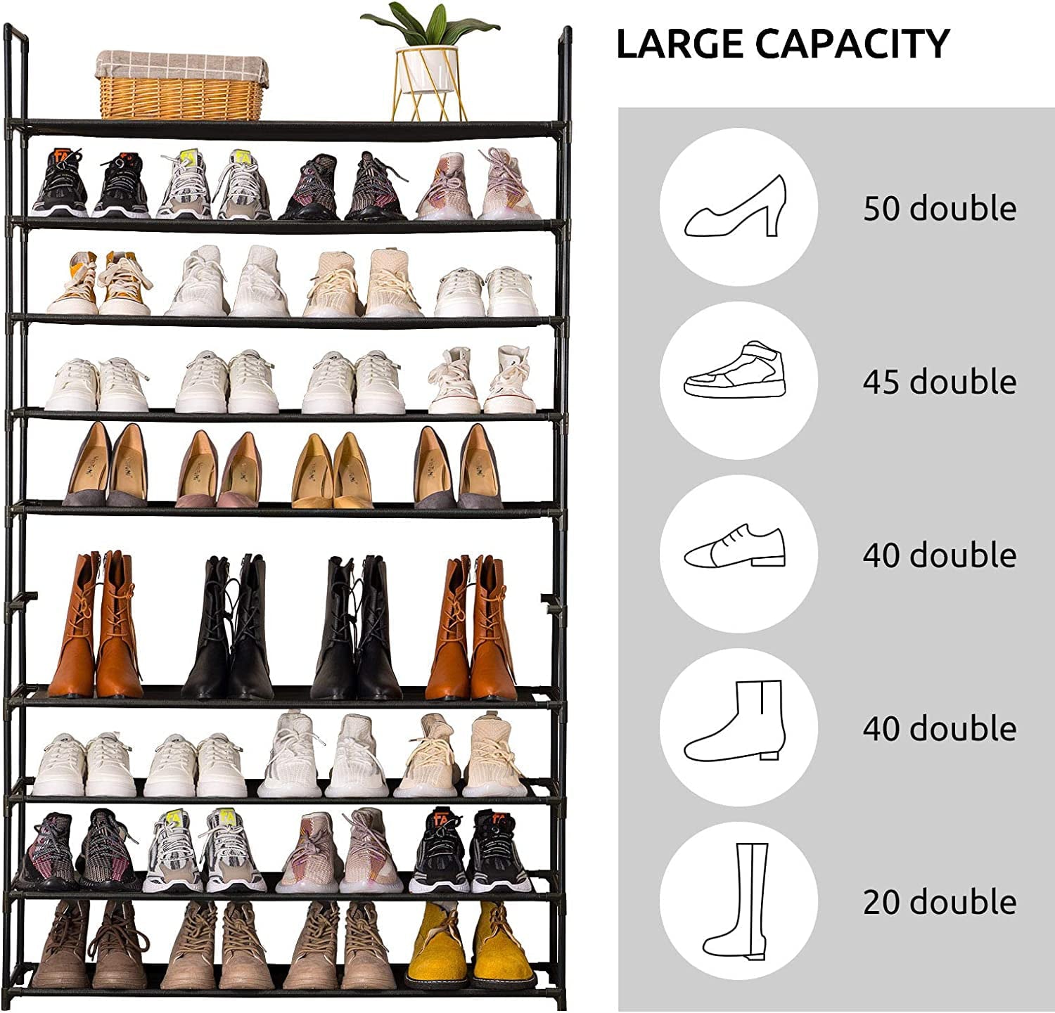 Gowinsee 10 Tiers Shoe Rack Organizer， 39