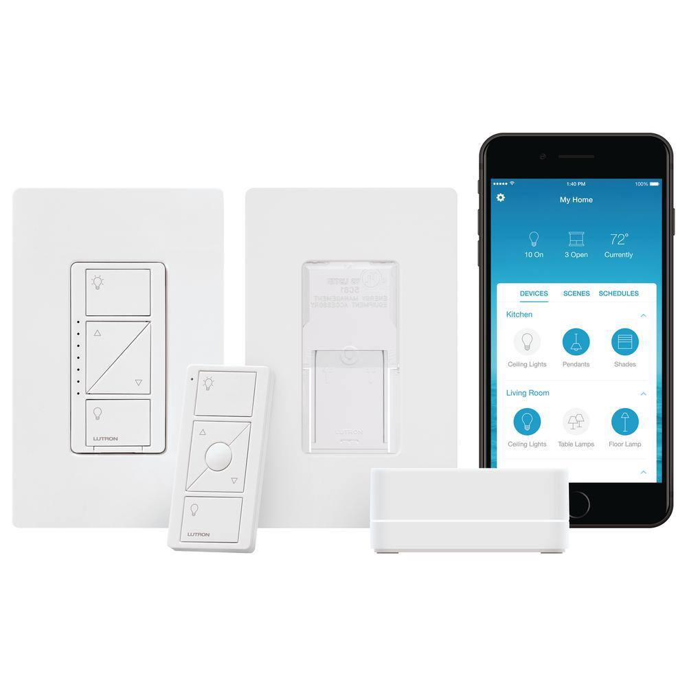 Lutron Caseta Smart Lighting Dimmer Switch and Pico Wall-Mounting Starter Kit with Smart Hub (CASETA-PICOMOUNT-BNDL) CASETA-PICOMOUNT-BNDL