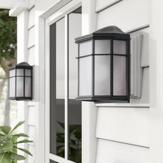 C Cattleya 1-Light Matte Black Motion Sensing Dusk to Dawn Aluminum Outdoor Wall Lantern Sconce with LED Radar Bulb (2-Pack) CA2102-2W