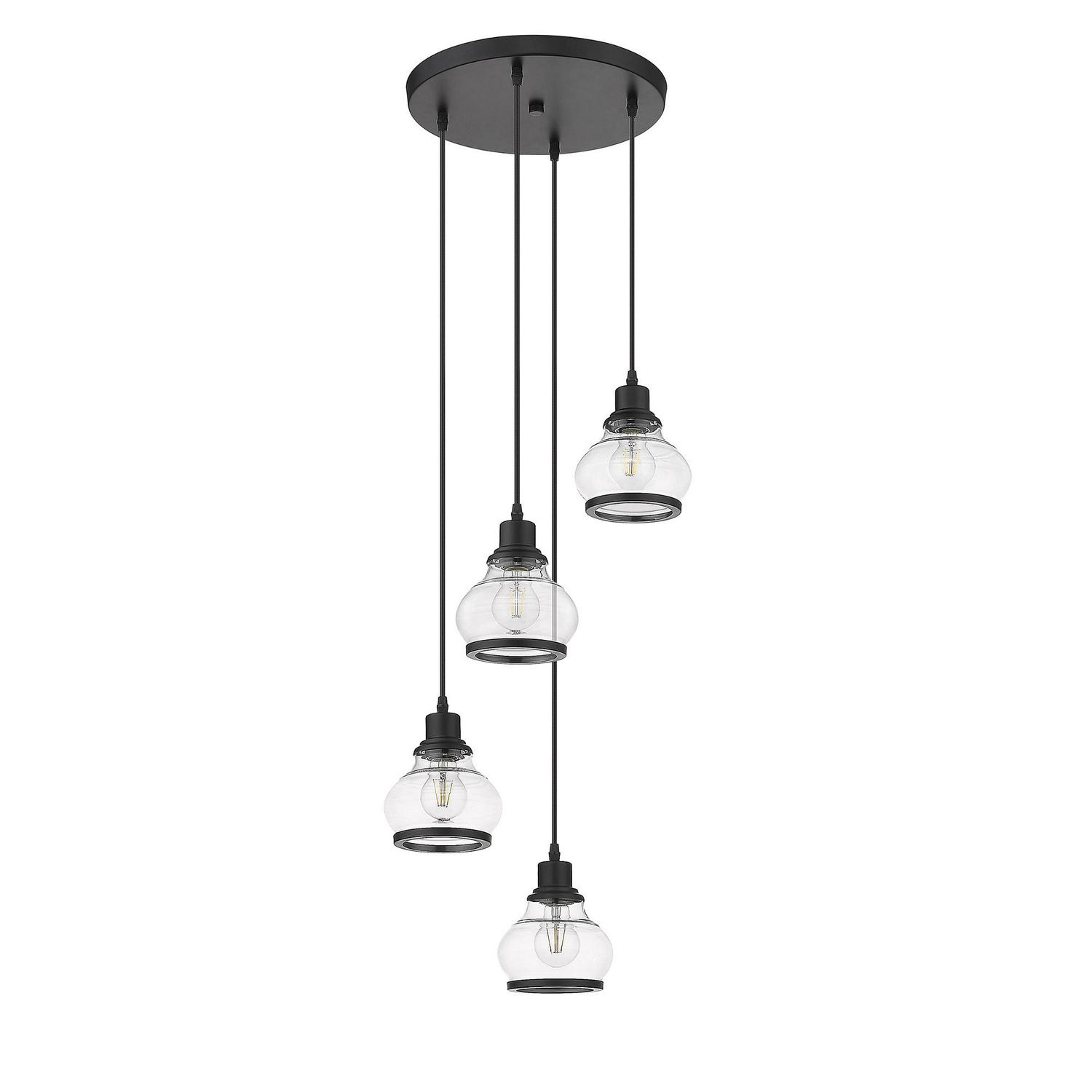 Ove Decors Theodore 4-Light 16 in. Pendant Light in Black finish