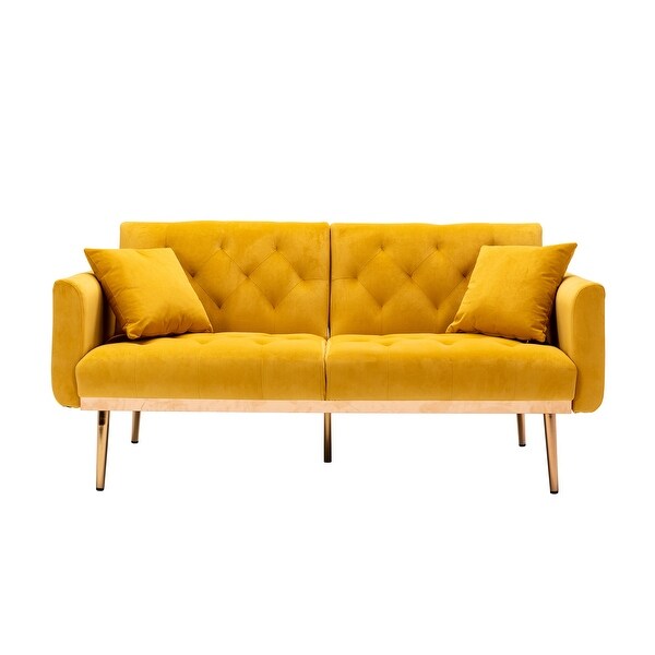 Zenith 63.78 in Velvet Modern Straight Reclining Tufted Sofa