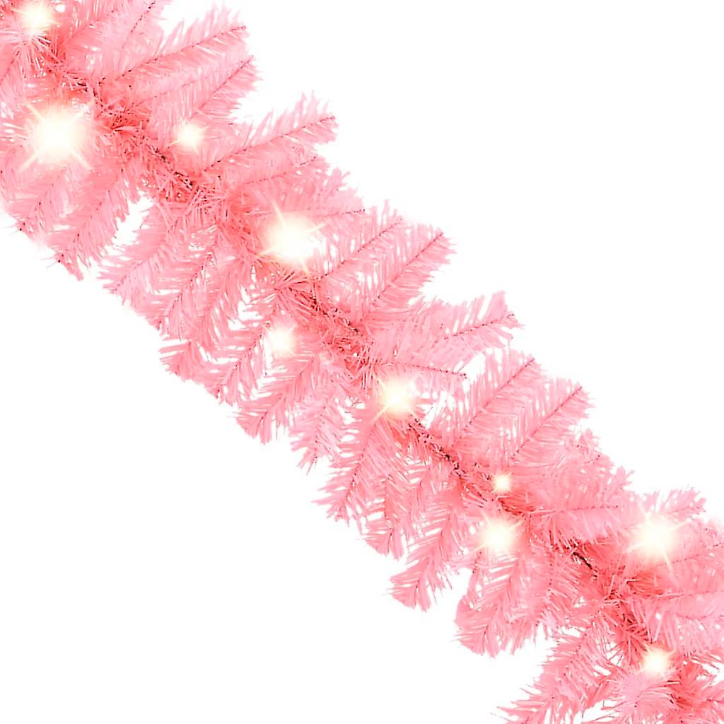 Vidaxl Christmas Garland With Led Lights 66 Ft Pink