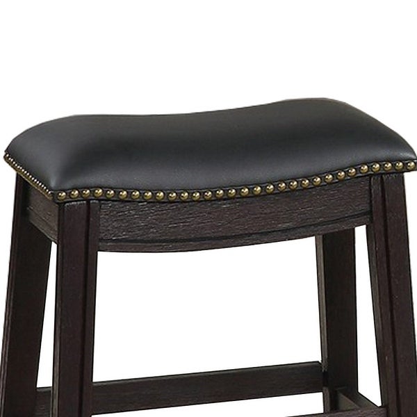 Curved Leatherette Stool with Nailhead Trim， Set of 2 - 18 H x 13.8 W x 18 L Inches