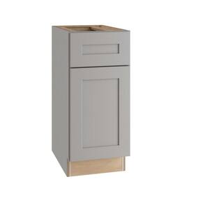 Home Decorators Collection Tremont Assembled 15 x 34.5 x 24 in. Plywood Shaker Base Kitchen Cabinet Left 2 rollout Soft Close in Painted Pearl Gray B15L-2T-TPG