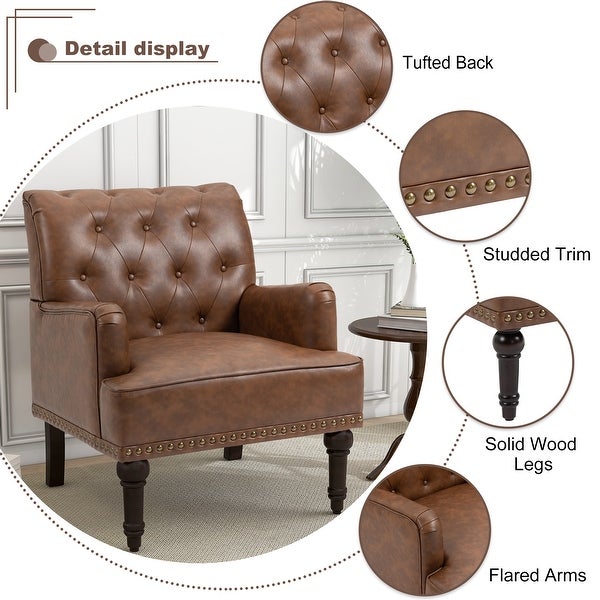 PU Leather Living Room Accent Chair with Tufted Back