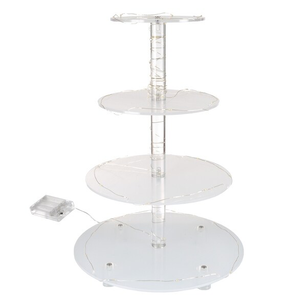 4-Tier Cupcake Stand Round Acrylic Display Stand with LED Lights by Great Northern Party