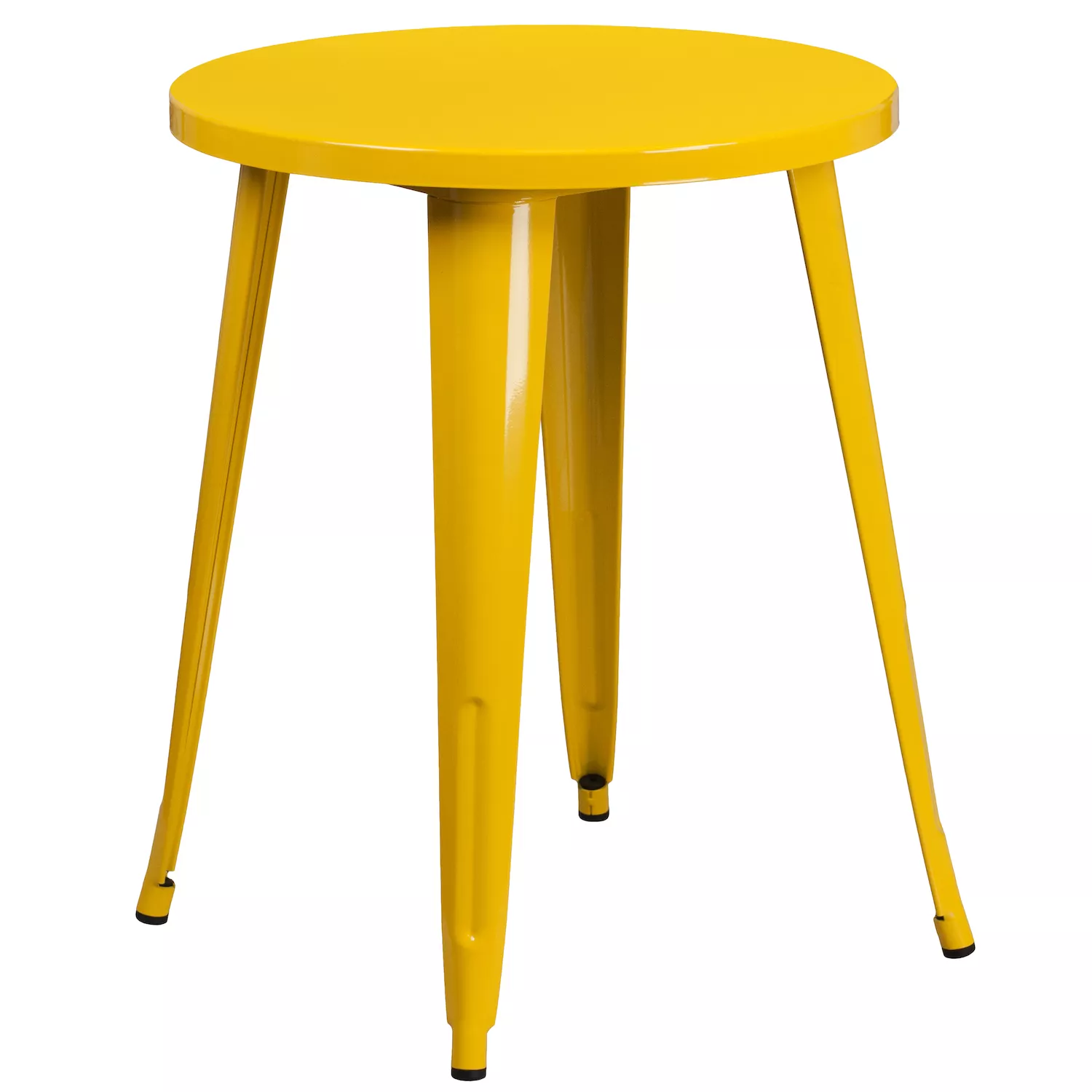 Flash Furniture Commercial Grade 24 Round Yellow Metal Indoor-Outdoor Table and Cafe Chairs 5-Piece Set