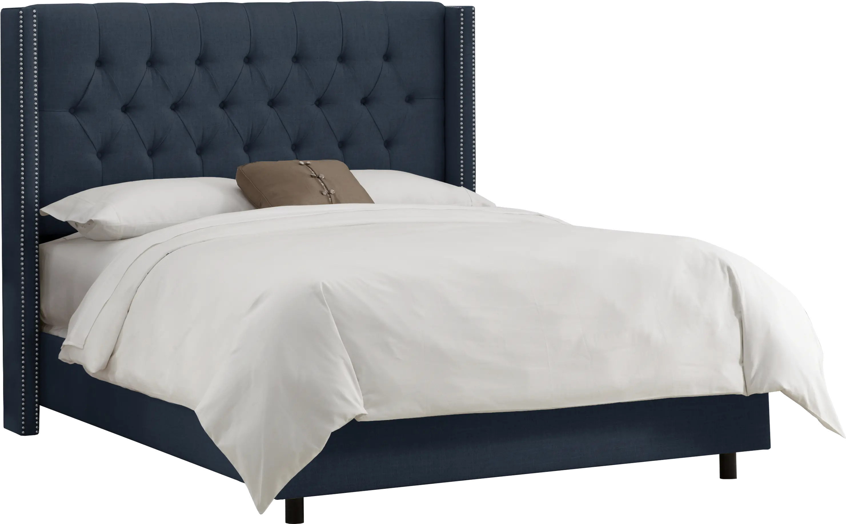 Abigail Navy Blue Diamond Tufted Wingback Full Headboard - Skyline Furniture