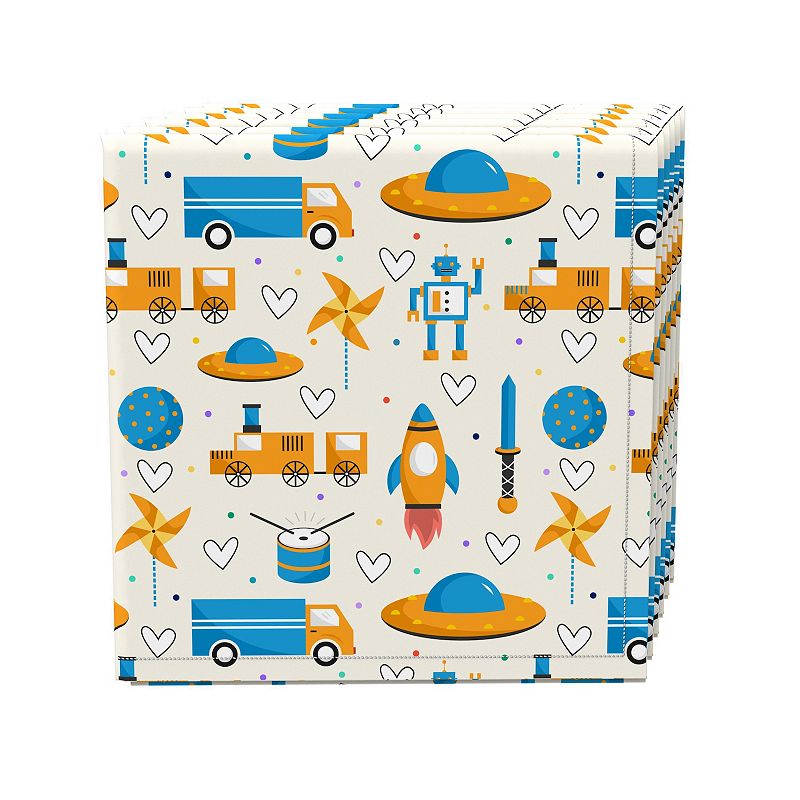 Napkin Set， 100% Polyester， Set of 4， 18x18， Kids Toys