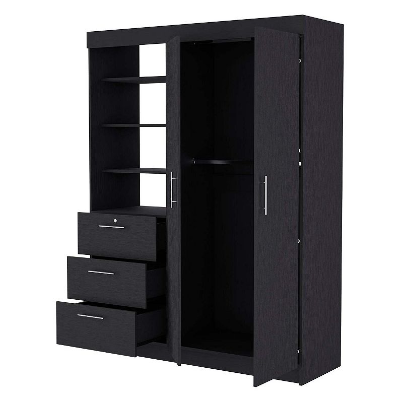 Tempe 3 Drawers Armoire， 3-Tier Shelf， 2-Door