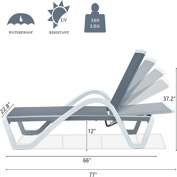 Adjustable Lounge Chairs Pool Side Chaise Lounge with Plastic Table