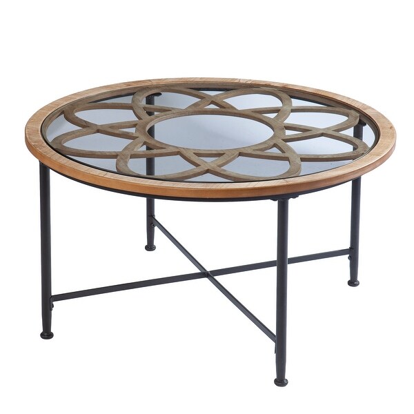 SEI Furniture Melione Modern Farmhouse Black Metal Coffee Table