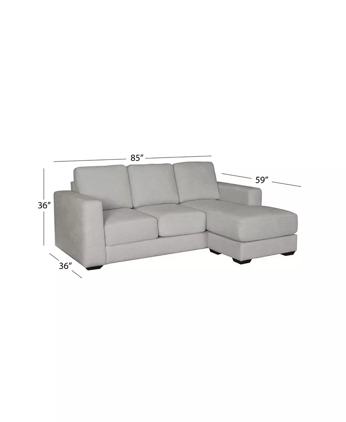 Abbyson Living Elizabeth 85 Stain-Resistant Fabric Reversible Sofa Chaise Sectional