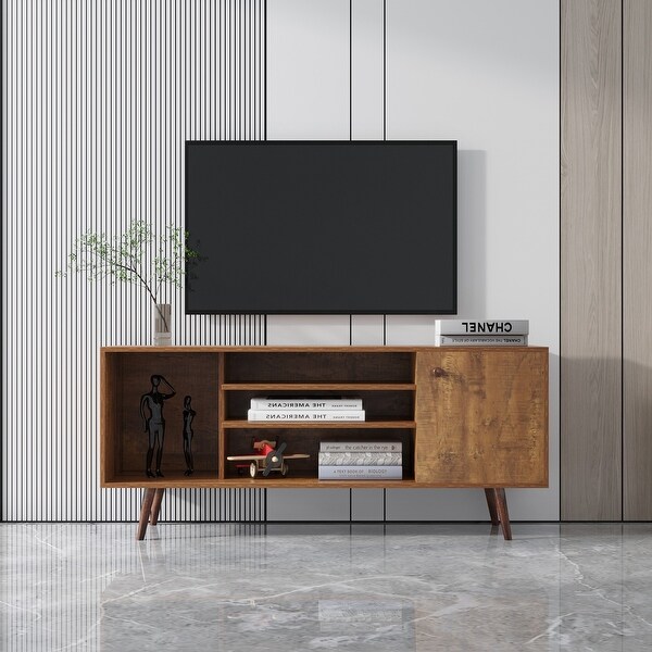 Nestfair TV Stand Entertainment Center with Shelves and Cabinet