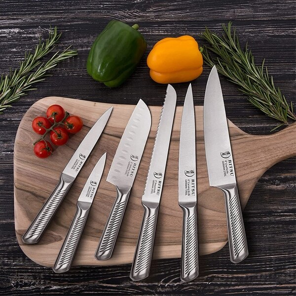 13 Pieces German Steel Knife Set With Block And Steak Knives