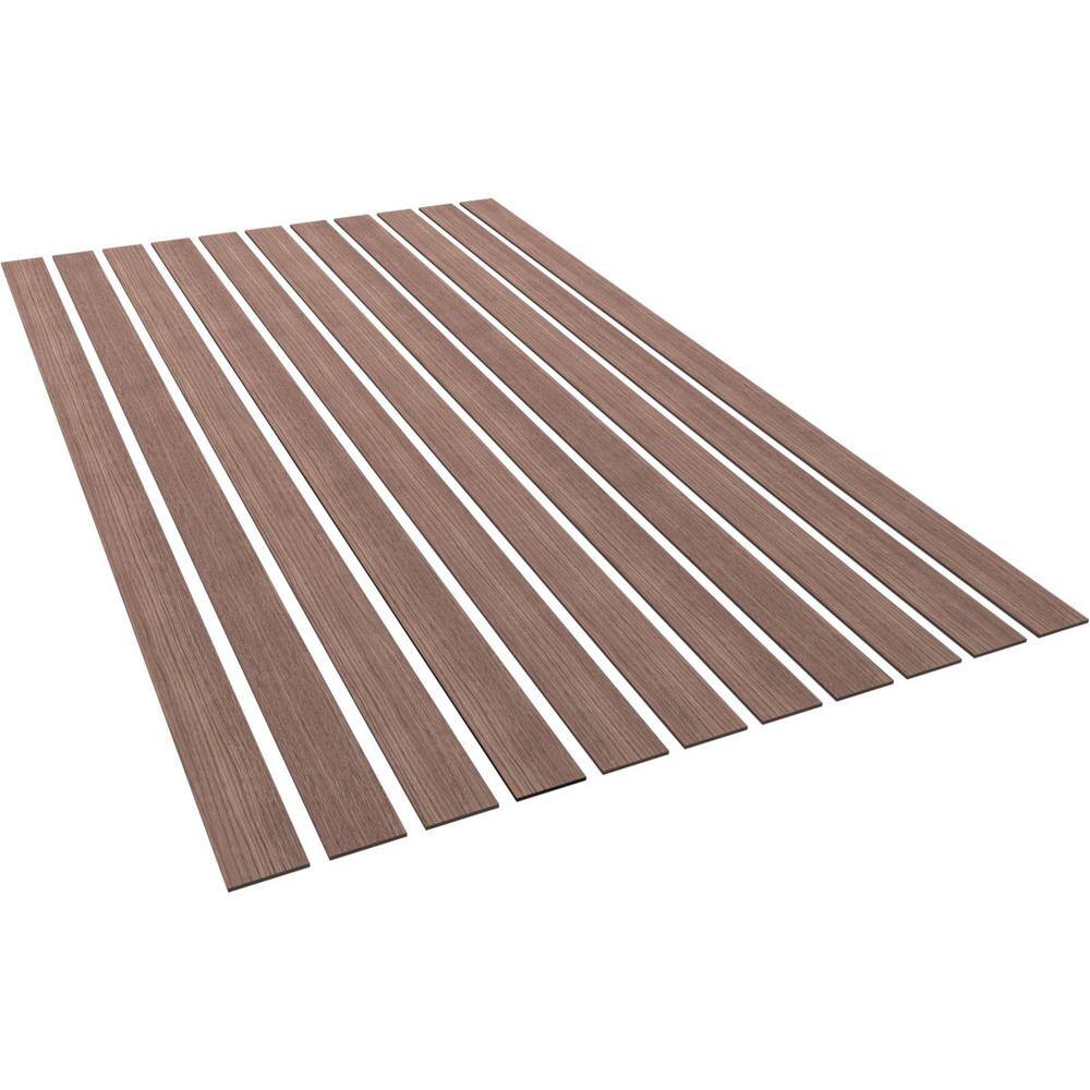 Ekena Millwork 94-in H x-14-in T Adjustable Wood Slat Wall Panel Kit w4-in W Slats Walnut (contains 11 Slats) SWW55X94X0250WA