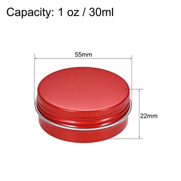 1oz Round Aluminum Cans Tin Screw Top Metal Lid Containers Red 30ml 12pcs