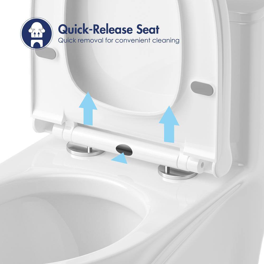 Eridanus Tucson 1-Piece 1.11.6 GPF Siphonic Jet Dual Flush Elongated Compact Toilet in Crisp White Seat Included ERI-1T306