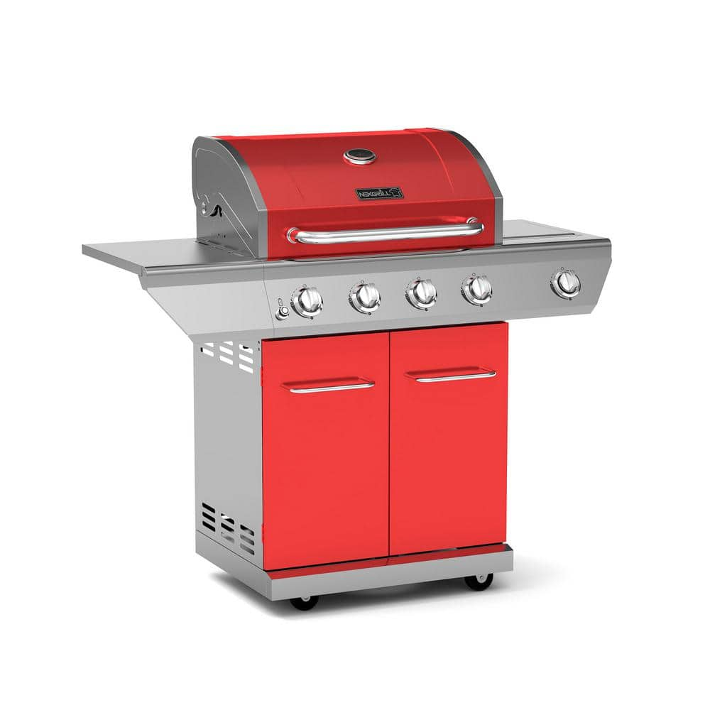 Nexgrill 4-Burner Propane Gas Grill in Red with Side Burner 720-0830HR