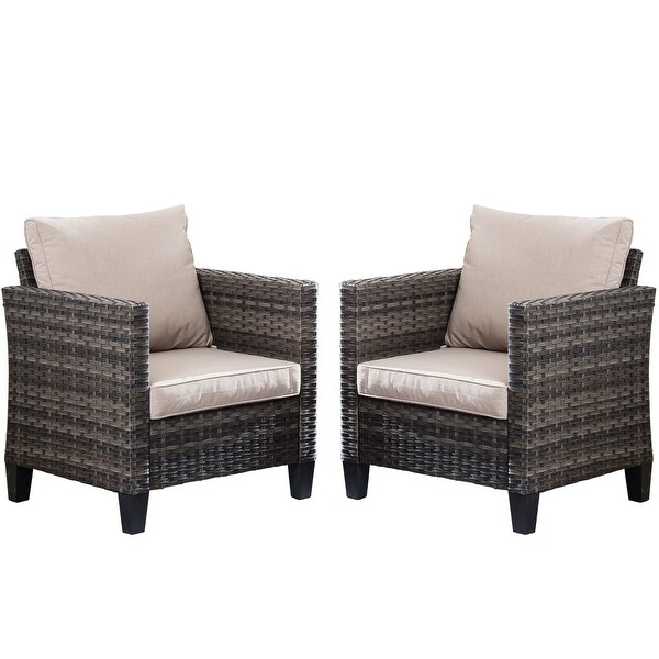 OVIOS 2piece Outdoor Highback Wicker Single Chairs