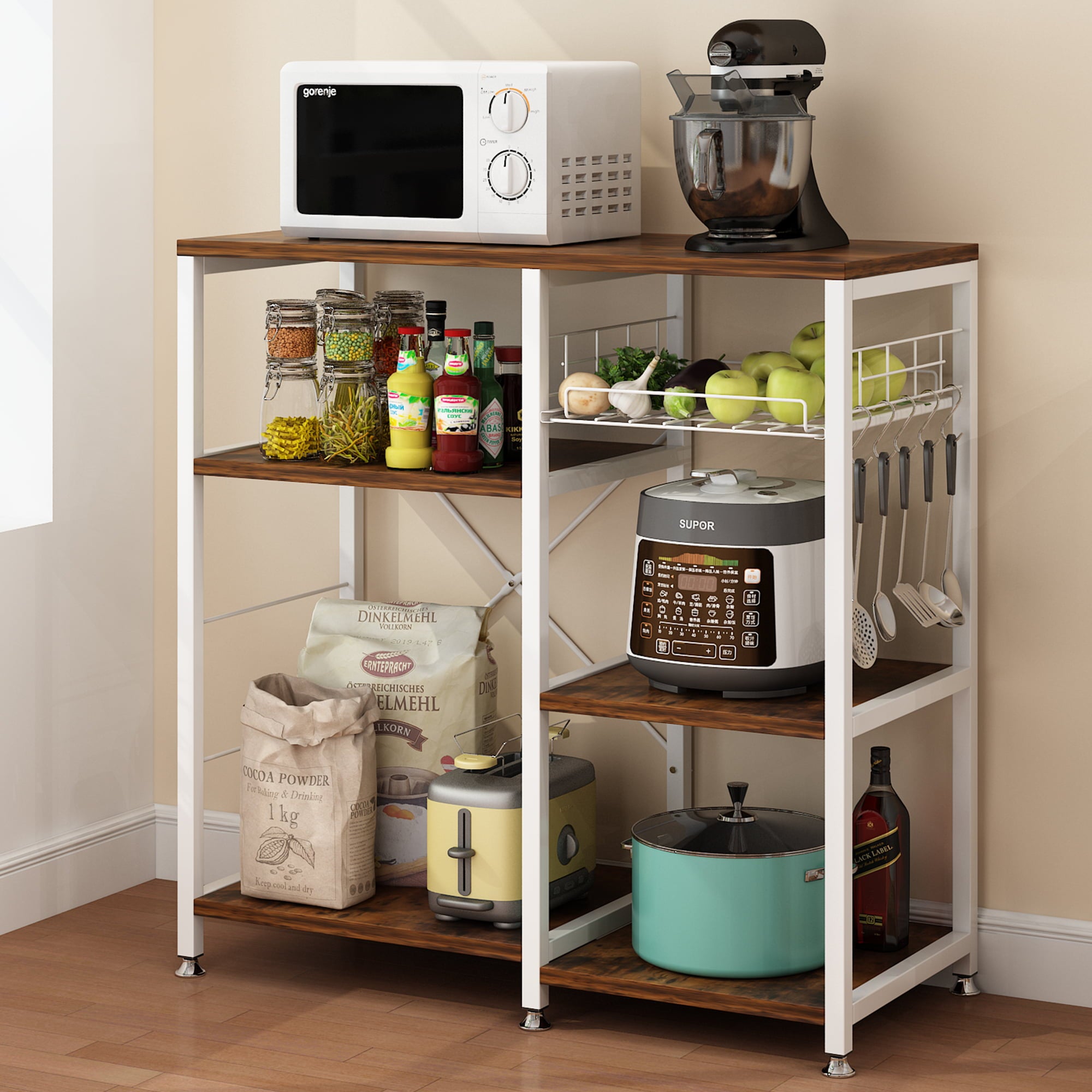 Zimtown Industrial Bakers Rack, Kitchen Microwave Oven Stand, Kitchen Island Storage Shelves Workstation