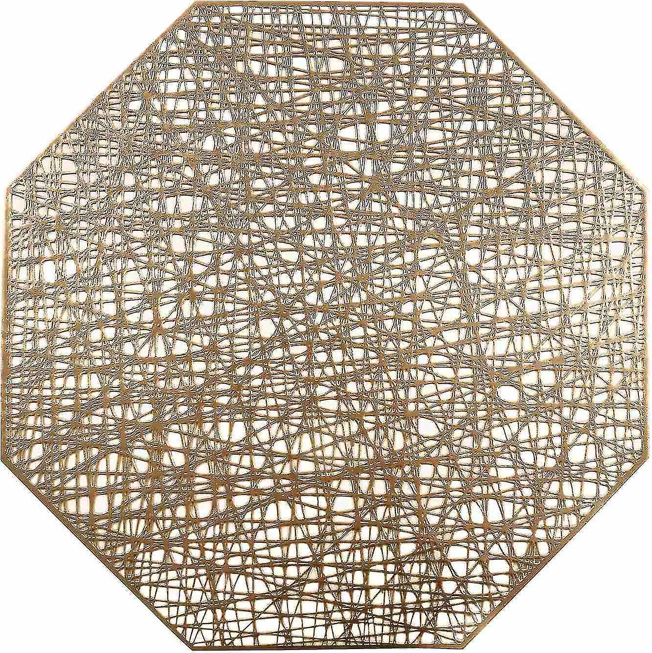 Octagonal Placemats Hollow Out Mats Vinyl Non-slip Heat Insulation Kitchen Table Mats(octagonal Gold