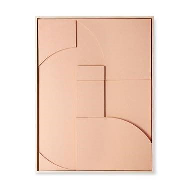 Sculptural relief art panel XL - peach