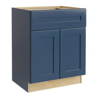 Home Decorators Collection Newport Blue Painted Plywood Shaker Stock Assembled Base Kitchen Cabinet Soft Close 1-ROT 24 in. x 34.5 in. x 24 in. B24-1T-NMB