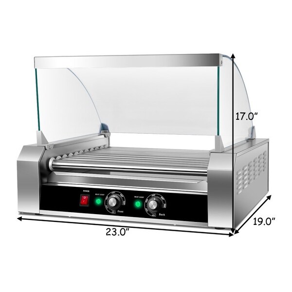 Stainless Steel Commercial 11 Roller Grill and 30 Hot Dog Cooker Machine - 23