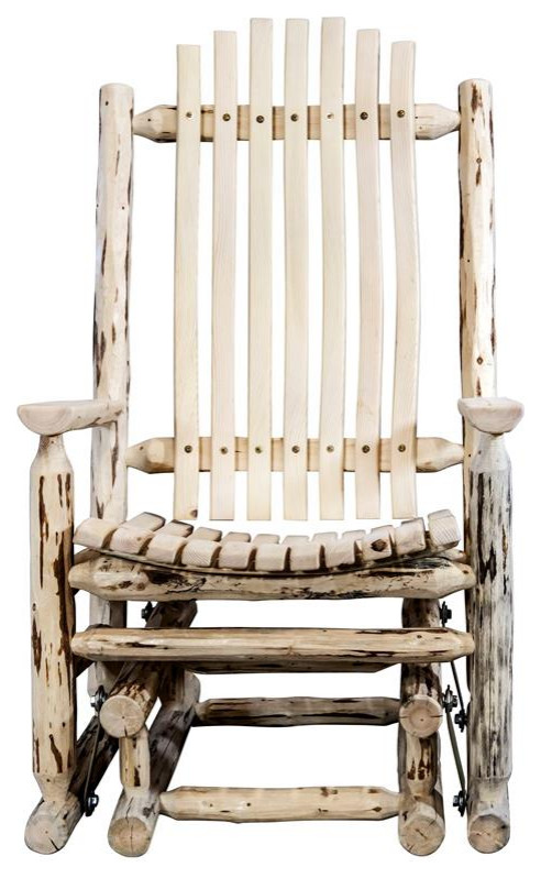 Montana Woodworks Hand Crafted Transitional Wood Glider Rocker in Natural   Rustic   Gliders   by Homesquare  Houzz