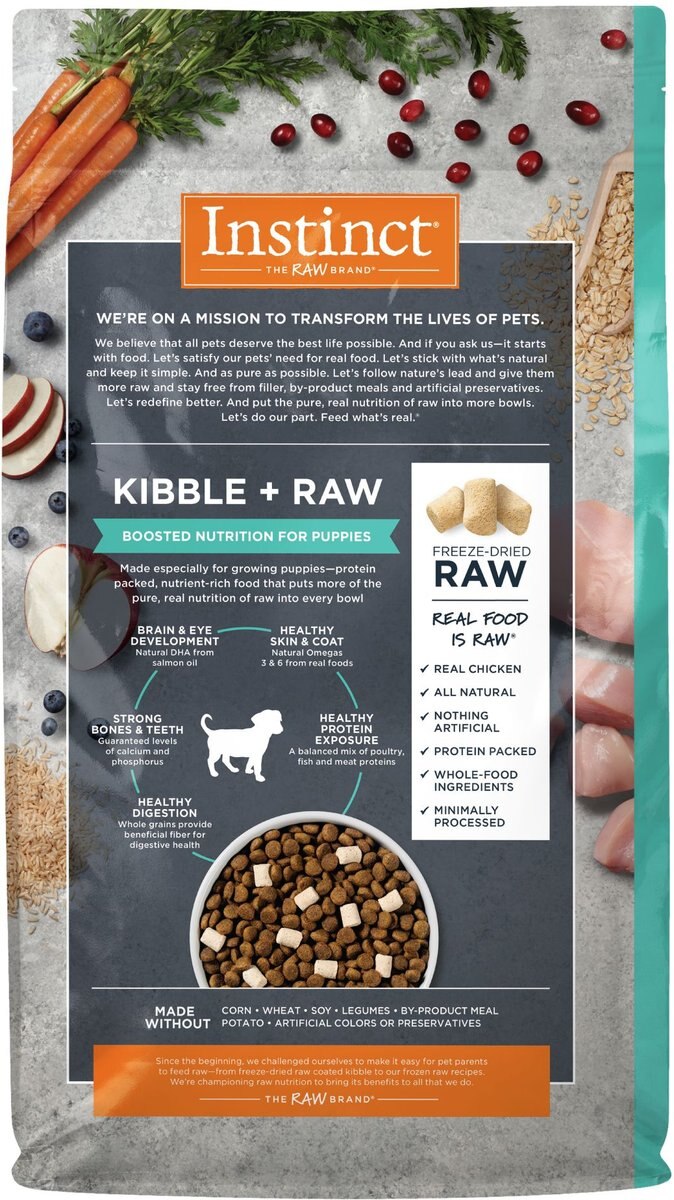 Instinct Raw Boost Puppy Whole Grain Real Chicken and Brown Rice Recipe Freeze-Dried Raw Coated Dry Dog Food