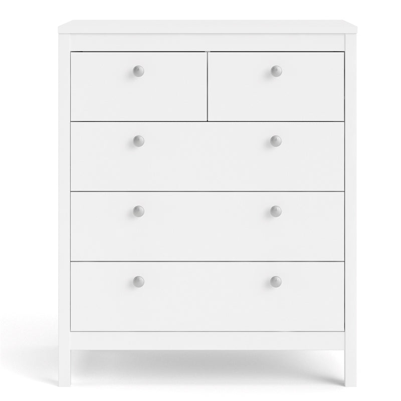 Madrid 5 Drawer Chest, White