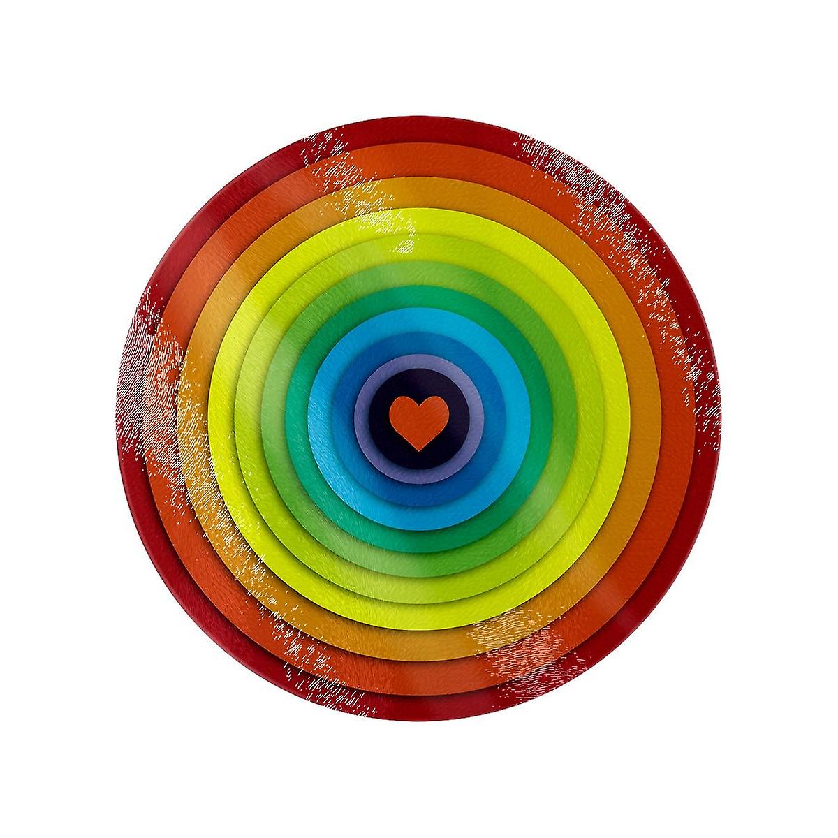 Grindstore Rainbow Heart Circular Glass Chopping Board